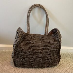 Elegant Brown Woven Tote Bag